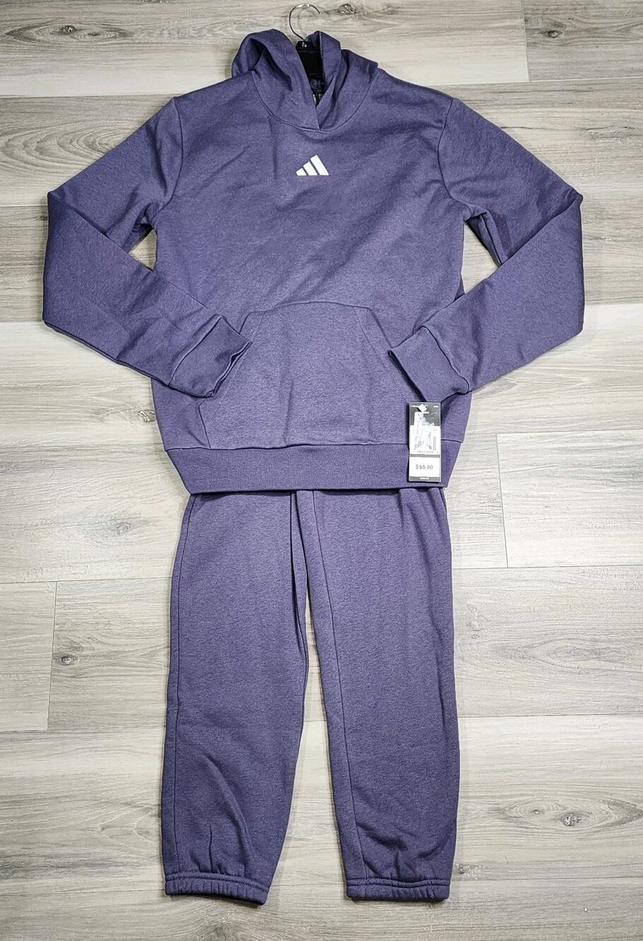 Adidas Set Girls Large Purple Hoodie Pants New
